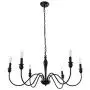 PUMING 6 Lights Black Farmhouse Chandelier,Mid-Century Candle Chandeliers Ceiling Light Fixture Rustic Pendant Lighting for Dining Room Foyer Restaurant