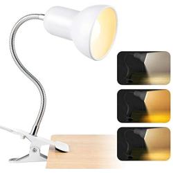 Desk Lamp, Desk Light with 3 Color Modes, Clamp Lamp with Eye-Caring Function for Bedroom, Study Room and Office (White)