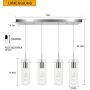 PARTPHONER Pendant Ceiling Light Fixture for Kitchen Island, Integrated LED Hanging Light with Crystal Bubble Glass 26W, 4000K Neutral White Light for Kitchen, Restaurant, Dining Room(4 Light)