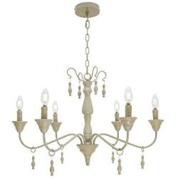 6 Light VINLUZ Rustic Dining Room Lighting Fixture Hanging Candelabra Style Farmhouse French Country Chandelier Iron Indoor Ceiling Pendant Light for Kitchen Living Room Bar