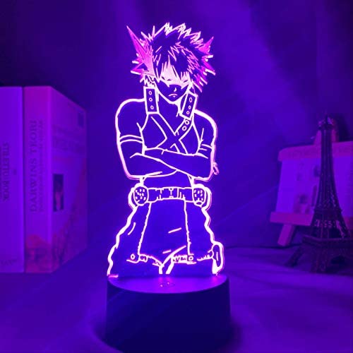 JIHANG 3D Anime Night Light Katsuki Bakugo Figure Led Light for Bedroom Lamp 16 Colour Anime My Hero Academia Decor Light Kids Night Light Gift