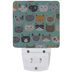 Vdsrup Cute Cats Night Light Set of 2 Kitten Kitty Plug-in LED Nightlights Auto Dusk-to-Dawn Sensor Lamp for Bedroom Bathroom Kitchen Hallway Stairs