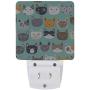 Vdsrup Cute Cats Night Light Set of 2 Kitten Kitty Plug-in LED Nightlights Auto Dusk-to-Dawn Sensor Lamp for Bedroom Bathroom Kitchen Hallway Stairs