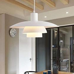 TFCFL Modern Pendant Light, 15'' PH 4/3 Aluminum Mini Suspension Chandelier Umbrellas Ceiling Hanging Lights for Dining Room Living Room Kitchen Restaurant (White)