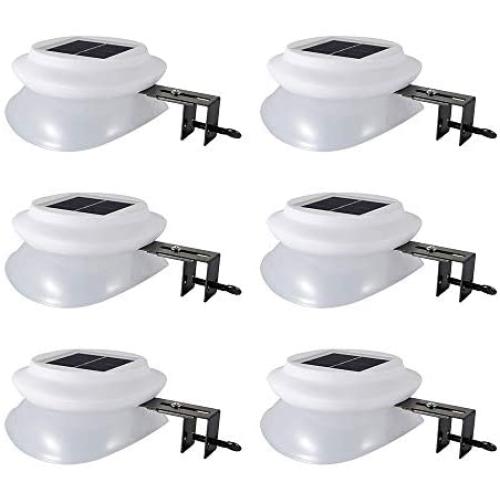 iSunMoon 6 Pack Upgraded Version Gutter Solar Lights Outdoor 9 LED Gutter Lights Solar Powered for Fence Roof Gutter Garden Yard Wall Lamp