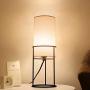 Modern Desk Lamp with Cylinder Fabric Shade, White Bedside Nightstand Table Lamp for Bedroom Living Room End Table Kids Room