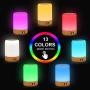 Table Lamp Touch Night Light - 4 Quickly Charge USB Port Bedside Lamps with Dimming Warm White Light 13 Colors RGB Table Lamp for Bedroom Living Room Office Hallways (Wood)