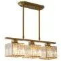 CraftThink Pendant Light Hanging Ceiling Light Modernism Square Clear Faceted Crystal Glass 3 Lights E26 Lighting for Dining Living Room Bedroom Hotel Restaurant, Color: Gold
