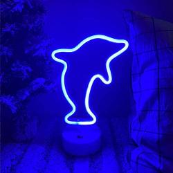 DANIDEER Led Neon Sign Art Decorative Lights Table Decoration Neon Lamp with Base for Kids boy and Girl Bedroom Unique Gift for Any Occasion (Dolphin with Base)