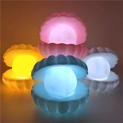 Shell Pearl Night Light Bedside Night Lamp Bedroom Light Clamshell Mist Night Lights Streamer Mermaid Fairy Shell Night Lamp for Christmas Gift Decoration MODOAO (4 Pack)