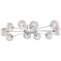 Wired Modern Ceiling Light Flush Mount Fixture Sputnik Chrome 38'' Wide 10-Light Glass Orb for Bedroom Kitchen Living Room Hallway Bathroom - Possini Euro Design