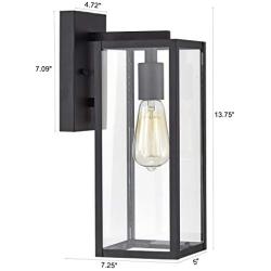 MICSIU Outdoor Wall Light 2 Pack Exterior Lantern Sconce 13.75 Inch Outside Wall Mount Lighting Fixture for Porch, Patio, House in Textured Black Finish with Clear Glass