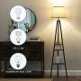 DEWENWILS 65 inch Industrial Tripod Floor Lamp with Shelves, 2-Tier Display Shelf, Light Beige Linen Shade, Metal and Wood Construction, Standing Storage Lamp for Living Room, Bedroom, Office