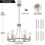 BONLICHT Contemporary 6-Light Round Chandelier Brushed Nickel Kitchen Island Farmhouse Living Room Dining Room Metal Light Fixtures Ceiling Mid Century Modern Pendant Lighting