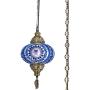 (8 Colors) DEMMEX Turkish Moroccan Mosaic Swag Plug in Pendant Ceiling Hanging Light with 15feet Cord Decorated Chain & North American Plug (Blue - 6'' Diameter)