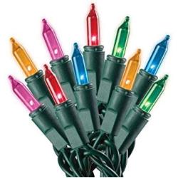 Prextex Christmas 100-Count Multi Color Green Wire Light Set Christmas Decorations