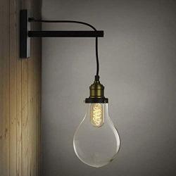 LITFAD Industrial Retro Wall Light Fixtures Simple Edison Bulb Style 1 Light Indoor Hallway LED Wall Sconce in Black for Bedroom Dining Room Cafe