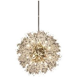 Senna House, SH-62368, Pendant Lamp, Modern Simple LED Chandelier,Globe Crystal Pendant Light, Dandelion Hanging Light, Pearl Flower Hanging Lamp for Bar, Living Room, Dining Room, Cafe