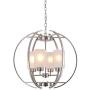 Farmhouse Chandelier Light Fixture 4-Light Ceiling Flush Mount, Brushed Nickel Finish，Matte Glass Shades ,for Dining & Living Room, Kitchen Island and Entryway Contemporary Sphere Bedroom Chandeliers