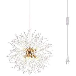 Dellemade DD00861 Plug in Sputnik Chandelier 8-Light Golden Luxurious Pendant Light for Bedroom, Living Room, Dining Room