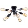 Vintage Semi Flush Mount Ceiling Light with 9 UL Sockets, LIGHTESS Sputnik Ceiling Chandelier Antique Black Sputnik Ceiling Lamp for Kitchen Dining Living Room, E26 Base