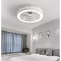 LAKIQ Modern 21.5’’ LED Ceiling Fan Light 3-Color Dimmable Bedroom 2-in-1 Semi Flush Mount Ceiling Lighting Led Close to Ceiling Lamp 3-Speeds Adjustable for Living Room Dining Room(Pattern A)