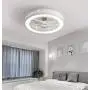LAKIQ Modern 21.5’’ LED Ceiling Fan Light 3-Color Dimmable Bedroom 2-in-1 Semi Flush Mount Ceiling Lighting Led Close to Ceiling Lamp 3-Speeds Adjustable for Living Room Dining Room(Pattern A)