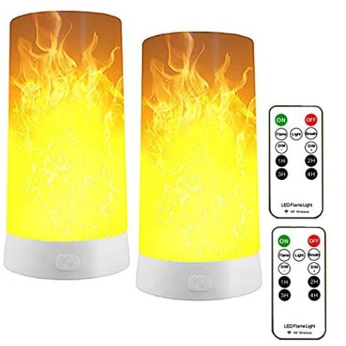LED Flame Effect Light,4 Modes Fire Lights, USB Rechargable Candle Flame Table Lamp with Remote Contro& Timer Desk Lamp, Used in Living Room Bedroom Family Gathering bar Camping Party