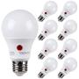TORCHSTAR 8-Pack LED Dusk-to-Dawn A19 Light Bulb, Photo Sensor Outdoor Bulb, 9W (60W Eqv.), 800lm, 5000K Daylight, CRI 80+, UL & Energy Star Certified, for Porch, Front Door, 3 Years Warranty