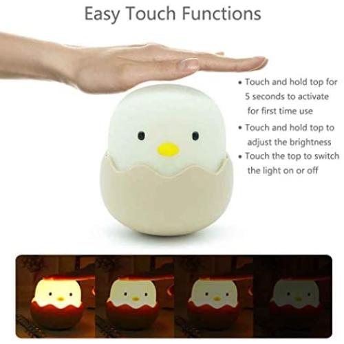 (2020 Christmas Gifts) Animal Shape LED Night Light, Girl and Boy Room Lights, Soft Silicone Animal Lights, Bedroom Color Changing Table Lamps, Baby Toys Cool Night Lights (Chick)