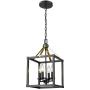 EAPUDUN 4-Light Lantern Pendant Light, Dining Room Chandelier Cage Hanging Ceiling Light, Matte Black&Brass Finish, PDA1275-MBK