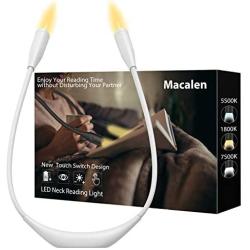 Macalen LED Book Light, Neck Amber Book Light, Eye Protection Reading Lights for Books in Bed, Rechargeable Reading Lamp, 3 Adjustable Brightness Reading Light for Knitting, Mending, Crafts