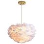 Maxax White Feather Chandelier Pendant Light Fixture with 3 Lights for Bedroom Kitchen Restaurant Living Room