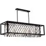 BEIRIO 6-Lights K9 Crystal Lighting Kitchen Island Pendant Lights with Oil Rubbed Bronze Finish Retro Rectangle Chandeliers for Restaurant Dining Room Living Room(36×12×22.8 inch)