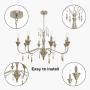 VINLUZ 8 Light Contemporary Pendant Lighting for Dining Room,Brushed Nickel Kitchen Island Ceiling Hanging 8 Arms Farmhouse Chandelier Light Fixture for Living Room Bedroom Foyer