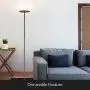 Brightech Sky Flux - The Very Bright LED Torchiere Floor Lamp, for Your Living Room & Office - Halogen Lamp Alternative with 3 Light Options Incl. Daylight - Dimmable Modern Uplight - Nickel