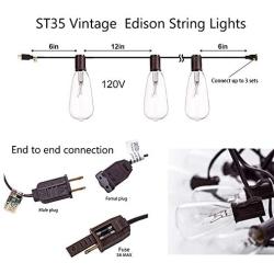 Goothy 25ft Outdoor String Lights with 27 Edison Bulbs (2 Spare), 5 W/120 V, C7/E12 Base, ST35 Patio Hanging Lights UL Listed for Garden Backyard Pergola Party Cafe Bistro Wedding Decor- Brown