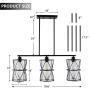 SHENGQINGTOP 33 Inches Industrial Kitchen Island Lights with Clear Glass, 3-Light Dining Room Lighting Fixtures Hanging, New Transitional Multi Pendant Lighting, Matte Black Finish