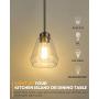 Beionxii Glass Pendant Lights | Modern Brushed Nickel Pendant Lighting for Kitchen Island, Dining Room, Over The Sink - Set of 2