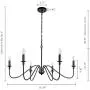 Lampundit 6-Light Iron Chandelier Black Farmhouse Chandelier Classic Candle Ceiling Pendant Light Fixture for Kitchen Island Dining Room Living Room Foyer Barn