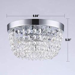 SOTTAE Elegant Mini Style 2 Lights Hallway Living Room Dining Room Kitchen Ceiling Light Fixtures Modern Crystal Chandelier, Crystal Ceiling Light(D9.8, H5.3)