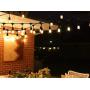 Honche 48Ft Outdoor String Lights with 15 Hanging Sockets S14 Edison Bulbs, UL Listed Commercial Grade Connectable Weatherproof for Patio Deck Backyard Garden Porch Cafe Wedding Party