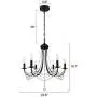 MIPAWS 6-Light Black Farmhouse Crystal Chandelier 23.6 Inch, Modern Industrial Style Ceiling Lighting Fixture, Pendant Light for Dining Room Foyer, Living Room, Kitchen Island, Bedroom