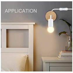 Luxvista White Wooden Vintage Base Lamp for E26 Screw Base Bulb Wall Mounted Light Fixture Morden White Wall Sconce (Bulb NOT Included 1-Pack)
