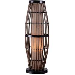 Kenroy Home Casual Outdoor Table Lamp ,31 Inch Height, 10.75 Inch Length, 10.75 Inch Diameter with Rattan with Black Accents