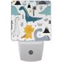 Cute Dino Scandinavian Style for Toddler Bedroom Nightlight,Auto Dusk to Dawn Sensor Nightlight,Plug-in Wall Light for Bedroom,Bathroom,Nursery,Kitchen,Hallway,Stairs,Energy Efficient,Pack of 2