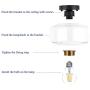 Semi Flush Mount Ceiling Light with Bulb, Clear Glass Shade,Brass Accent Socket,Modern Ceiling Light Fixture with Black Finish for Kitchen,Hallway,Entryway,Dining Room,Bedroom,Cafe, Bar,Living Room