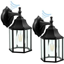 LED Dusk to Dawn Sensor Outdoor Wall Lantern with E26 Based,2700K,1100lumens,Classic Outdoor Wall Sconces Front Door House Patio Garden Yard Garage,2 Pack,Black,9149