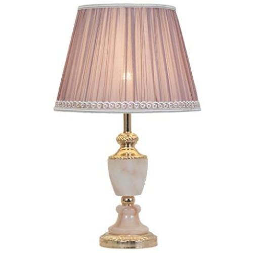 Lighting Table Lamp-AoYanQi Bedroom Table Lamp, Marble Texture Purple Lampshade Golden Base Desk Lamp Suitable for Girl Room Marriage Room Reading Light Decorative Tools (Color : A)