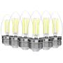 (6 Pack) 35-Watt Equivalent LED E26 Base Chandelier B11 Dimmable Clear Filament Vintage Style Light Bulb 5000K Daylight Decorative 35W LED Chandelier Ceiling Fan Bulbs